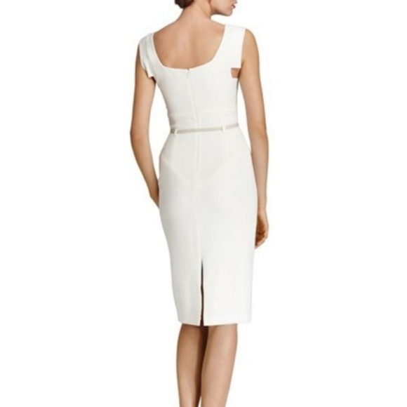 Sz 2 Black Halo White Classic Jackie O Midi Dress Ivory - Picture 7 of 8